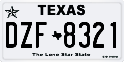 TX license plate DZF8321