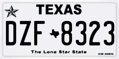 TX license plate DZF8323
