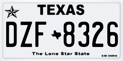 TX license plate DZF8326