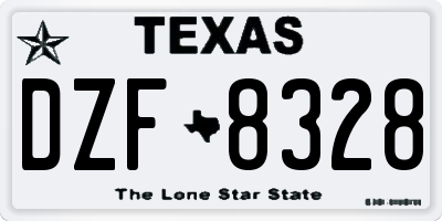 TX license plate DZF8328
