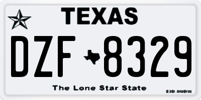 TX license plate DZF8329