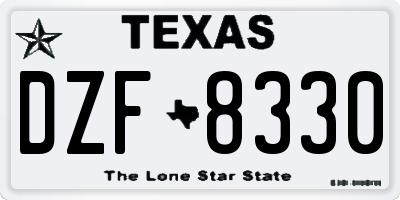 TX license plate DZF8330