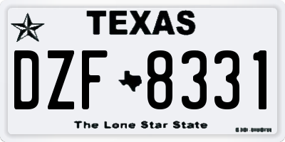 TX license plate DZF8331