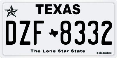 TX license plate DZF8332