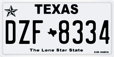 TX license plate DZF8334