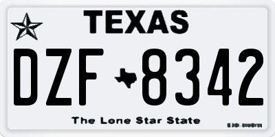 TX license plate DZF8342