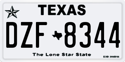 TX license plate DZF8344