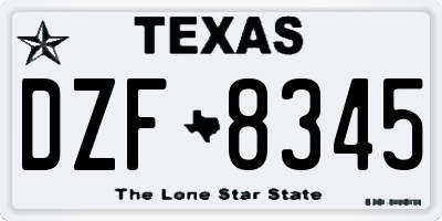 TX license plate DZF8345