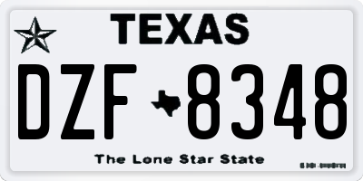 TX license plate DZF8348