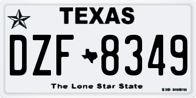TX license plate DZF8349