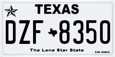 TX license plate DZF8350