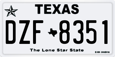 TX license plate DZF8351