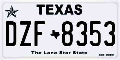 TX license plate DZF8353