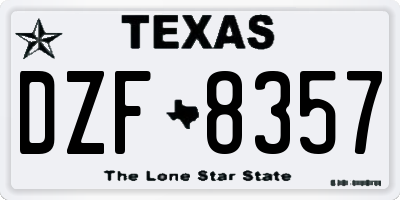 TX license plate DZF8357
