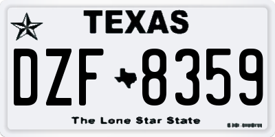 TX license plate DZF8359