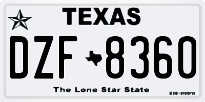 TX license plate DZF8360