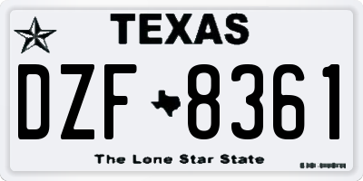 TX license plate DZF8361