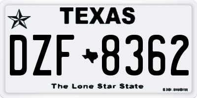 TX license plate DZF8362