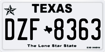 TX license plate DZF8363