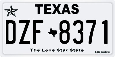 TX license plate DZF8371