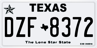 TX license plate DZF8372