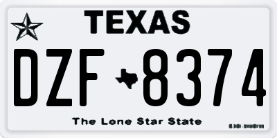 TX license plate DZF8374
