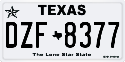 TX license plate DZF8377