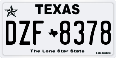 TX license plate DZF8378