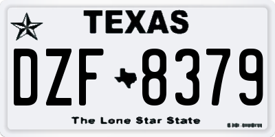 TX license plate DZF8379