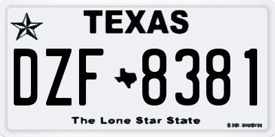 TX license plate DZF8381