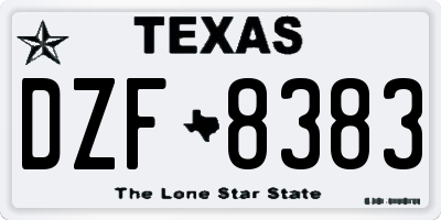 TX license plate DZF8383