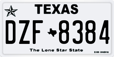 TX license plate DZF8384
