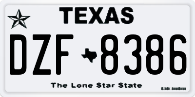 TX license plate DZF8386