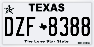TX license plate DZF8388