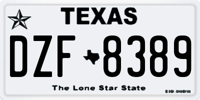 TX license plate DZF8389
