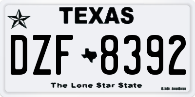 TX license plate DZF8392