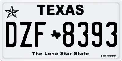 TX license plate DZF8393
