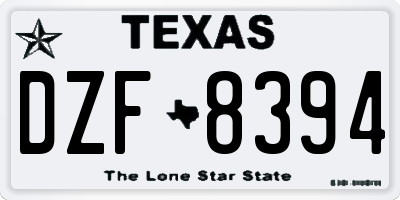 TX license plate DZF8394
