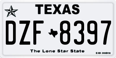 TX license plate DZF8397