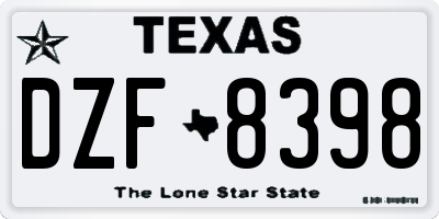 TX license plate DZF8398