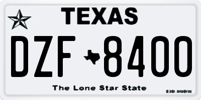 TX license plate DZF8400