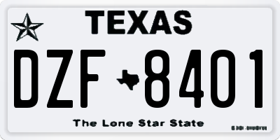 TX license plate DZF8401