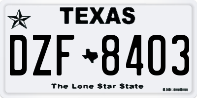 TX license plate DZF8403