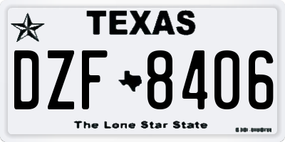 TX license plate DZF8406