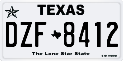 TX license plate DZF8412