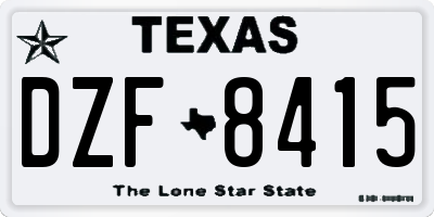 TX license plate DZF8415