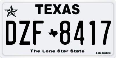 TX license plate DZF8417