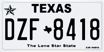 TX license plate DZF8418