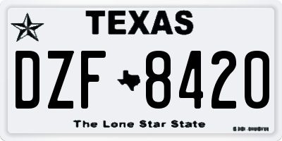 TX license plate DZF8420