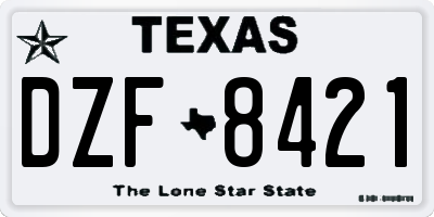 TX license plate DZF8421